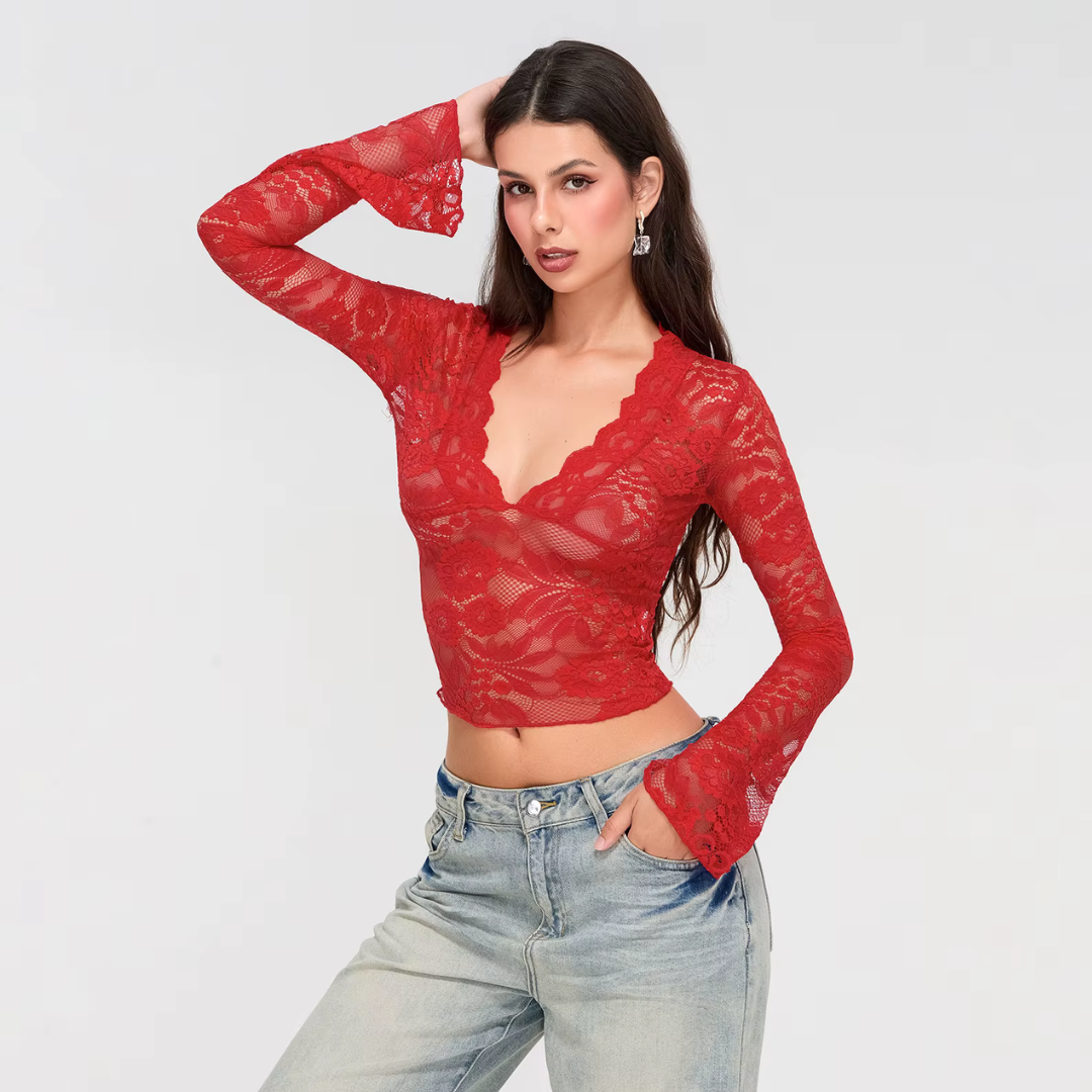 VINTAGE LACED V NECK