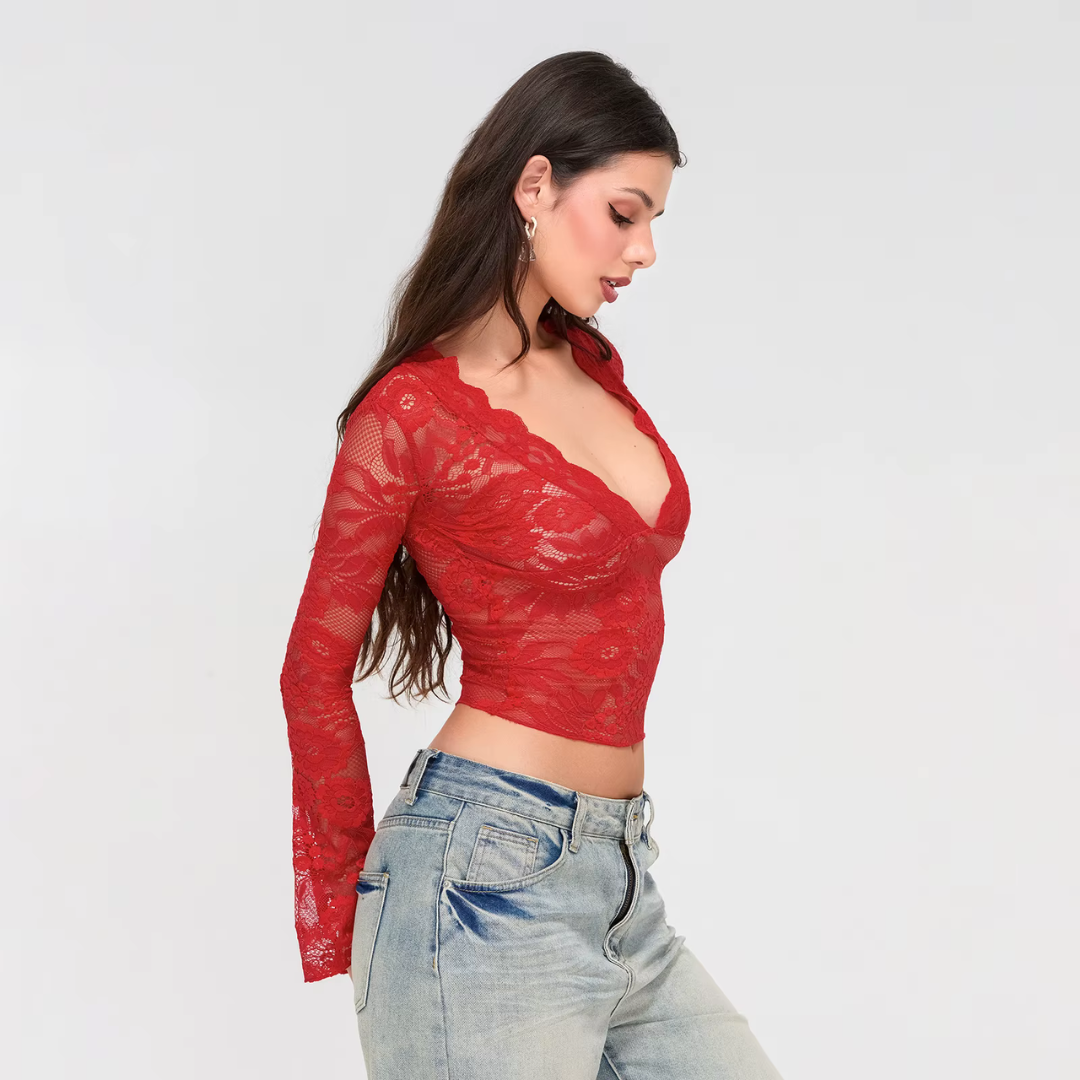 VINTAGE LACED V NECK