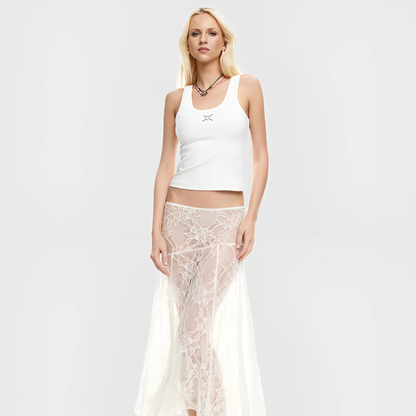 WHITE LACED SKIRT