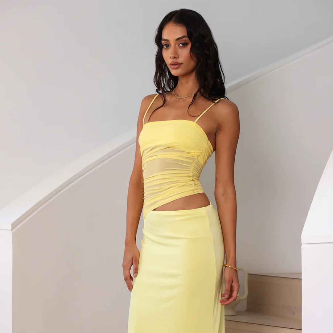 CITRUS SILK MIDI DRESS