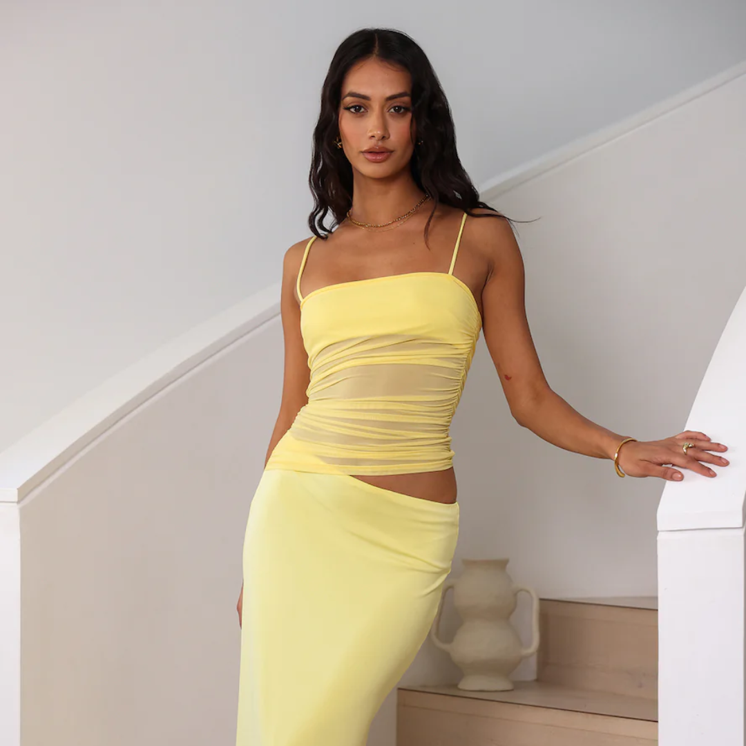 CITRUS SILK MIDI DRESS