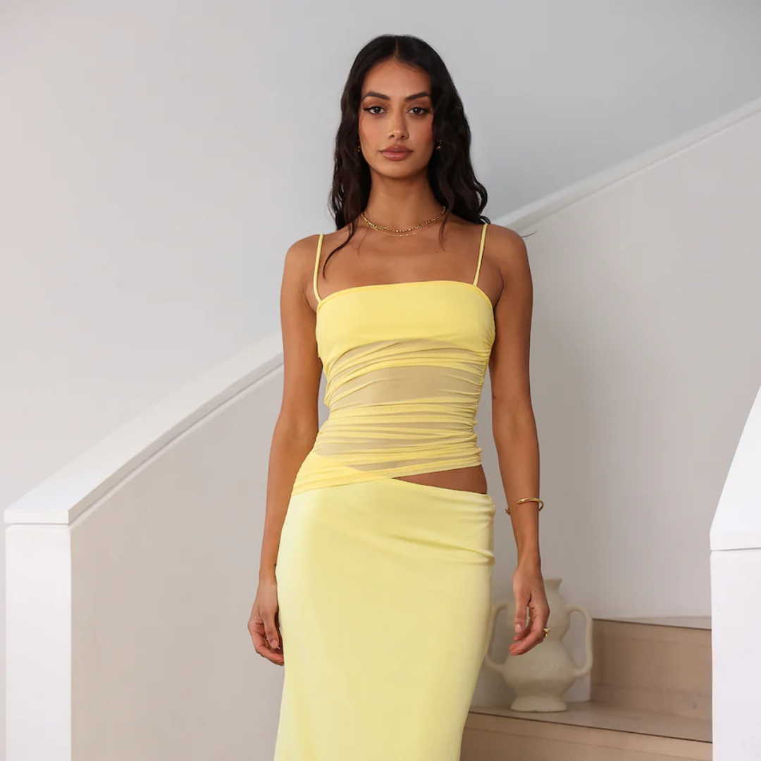CITRUS SILK MIDI DRESS